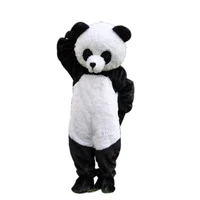 

New Version Long Plush Panda Mascot Adult Costume For Life Size Full Body Panda Character Outfits For Kid's Birthday Halloween