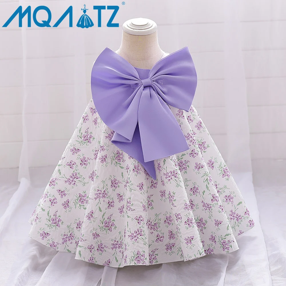 

MQATZ Newborn Baby Girl Dress Floral Tulle Big Bow First Birthday Party Baptism Frock Design L2191XZ