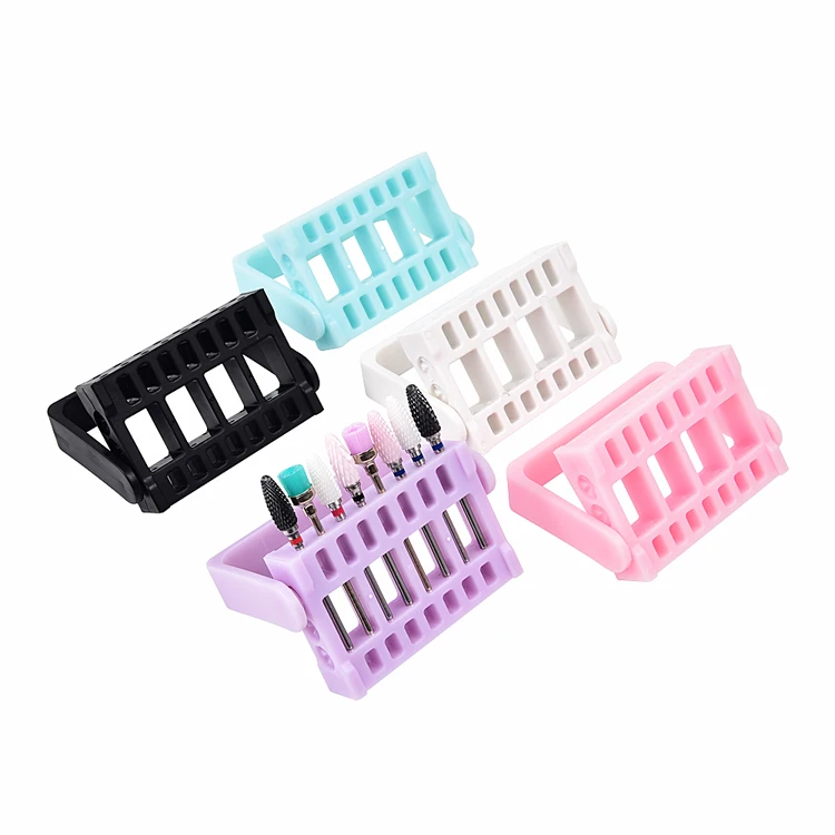 

Nail art tools colorful plastic16 holes manicure nail drill bit holder display stand rack nail drill bits stander holder, Mix