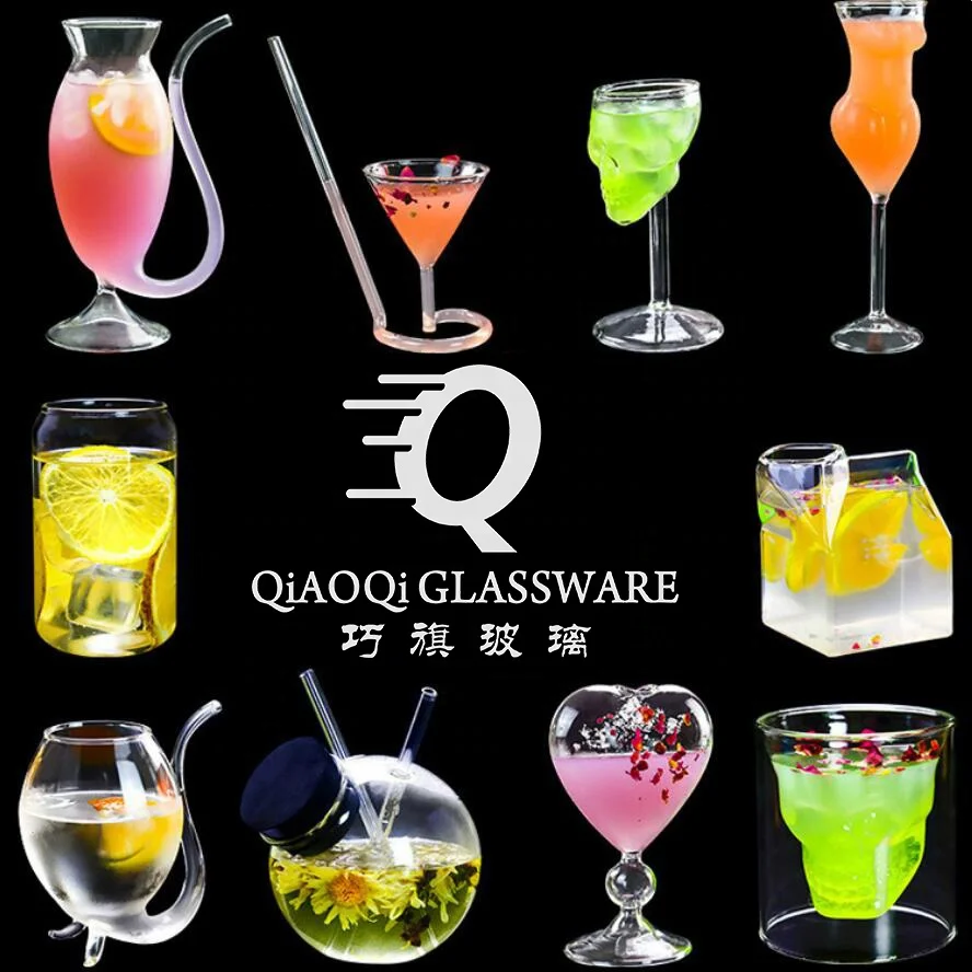 

Drinking Tube Straw Sucking Juice Milk Glass With CupRed Wine Glasses, Clear