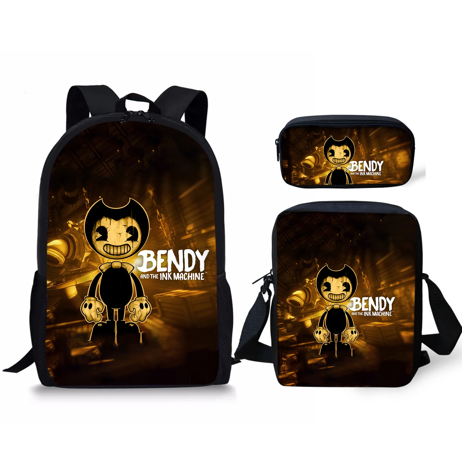 

New Design Bendy Ink Printed Children School Bag 3Pcs One Set Backpacks For Summer Time Gift, Customized color