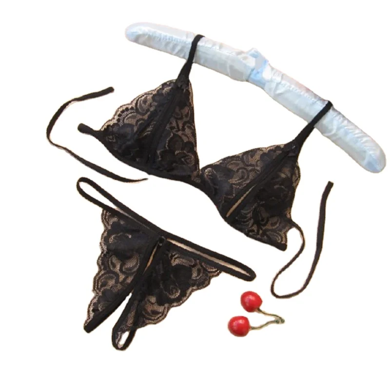 

Ladies Lace Three-Point Milky Bra Thong Lingerie Set