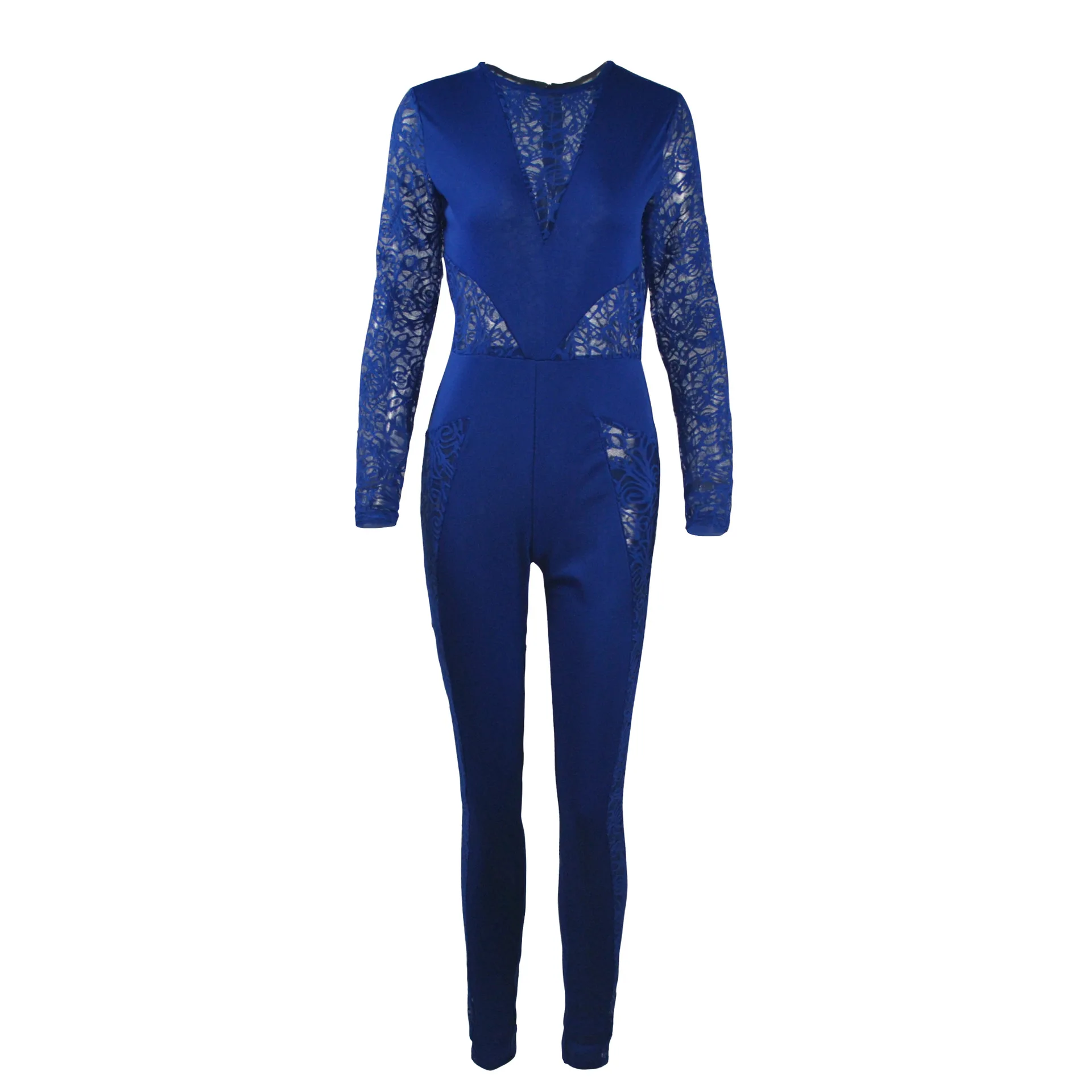

WW-0711 The Lace Stitching Backless Tall Waist Jumpsuits Stacked Sexy Pants Jumpsuit Trousers For Ladies, Customized color
