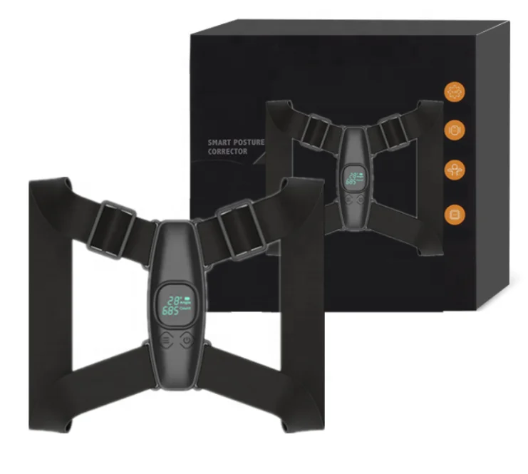 

Intelligent Posture Corrector With Sensor Vibration Adjustable Back Brace Straightener Smart Posture Reminder, Black
