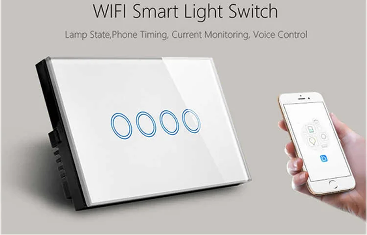 Hot selling wireless 1/2/3/4 gang smart light touch wall switch with remote control function