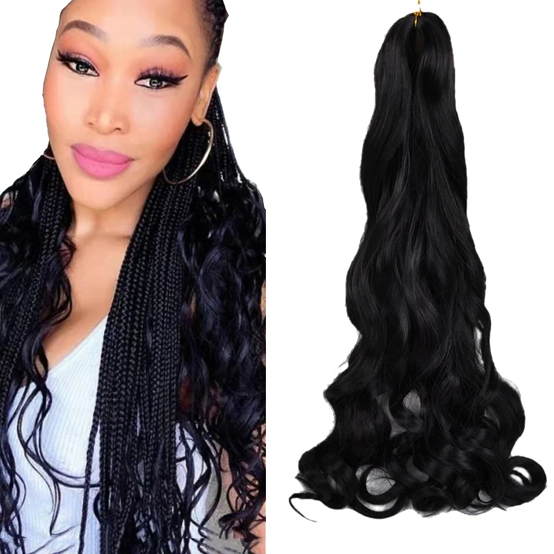 

Silky Synthetic Curly Braiding Hair Extensions High Quality Cheap Wavy Braiding Hair Attachments For African Black People