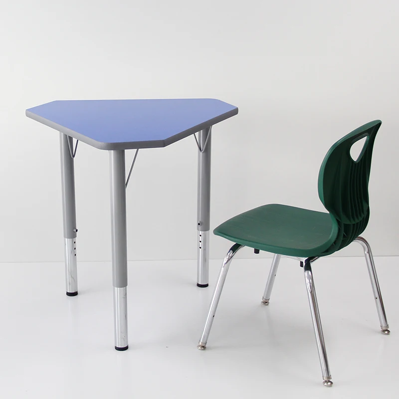 
Diamond shape HPL single student school desk and chair set 