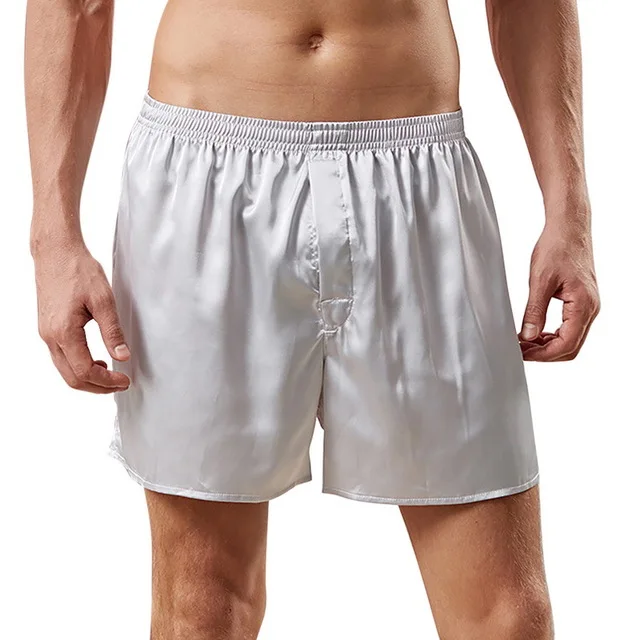 

Custom Logo 100% Satin Silk Men's Sleep Shorts Blank Plain Men Sleepwear Sexy Pajamas Bottom Shorts, Customized colors