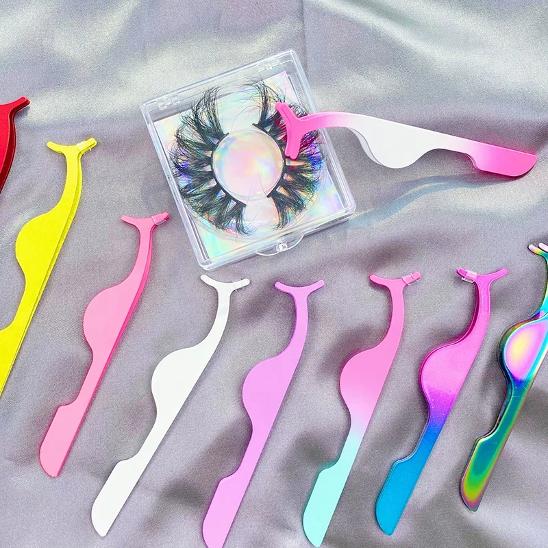 

Anforlin colorful stainless steel eyelash applicator makeup tool private label eye lash tweezers custom logo, Customer's choice