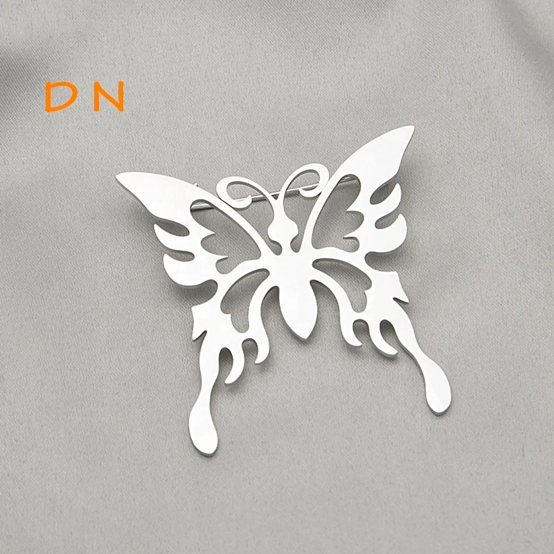 

Dina New Fashion Designed Customize Women Pin Brooch Stainless Steel Butterfly Brooches Luxury Jewelry, Silver