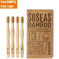 

Private Label Natural Laser Engraved logo Eco- friendly Charcoal Bristles Bamboo Toothbrush with Customized Packing and Logo