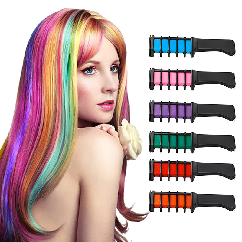 

Halloween christmas Quick Effective Temporary Hair Chalk Hair Dye Color Bright Colors Hair Dye Comb For Girls Kids, 10 colors