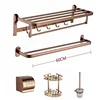 Modern Accessory 5 PCS Aluminum Rose Gold Bathroom Accessories With Towel Rack