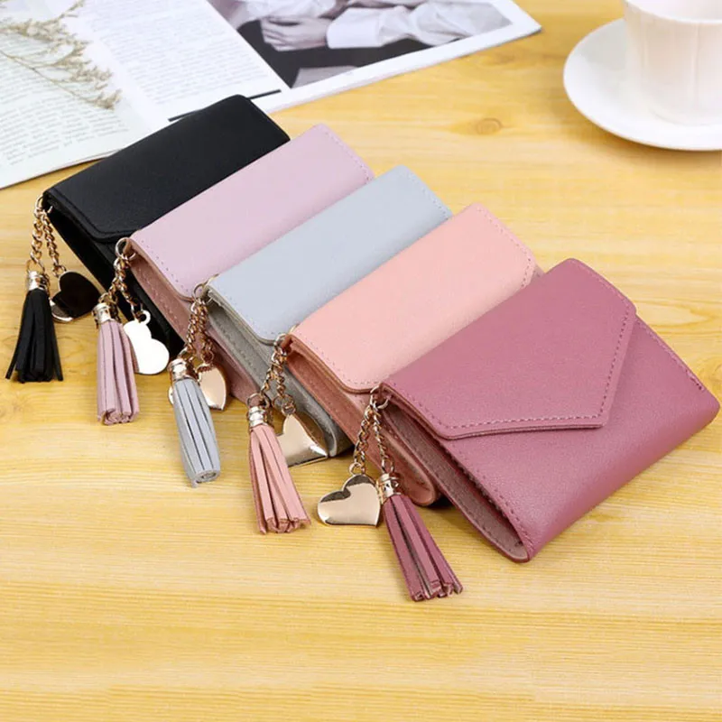 

2021 New Designer Exclusive Design Female Purses Tassel Coin Purse Card Holder Wallets Female, 8 colors