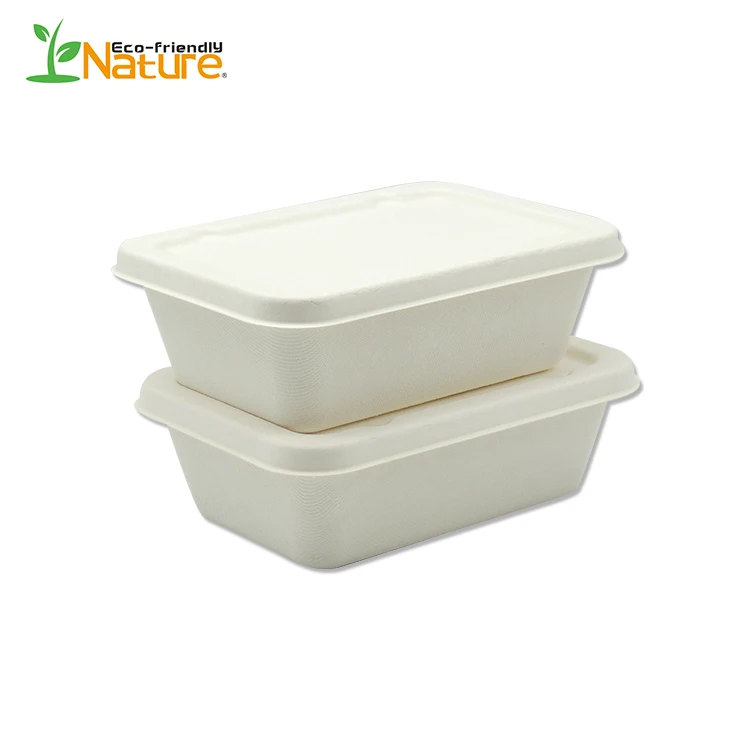 650mL Restaurant Disposable Biodegradable Sugarcane  Bagasse Lunch Box