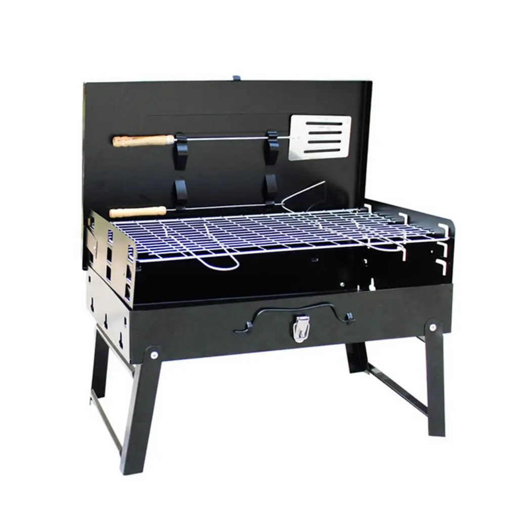 

Draagbare Opvouwbare Bbq Grills Patio Barbecue Houtskool Grill Kachel, Matt black