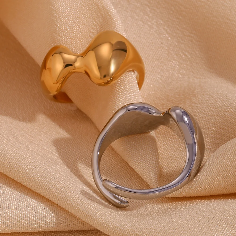 

Minimalist Jewelry Gold Plated Jewelry Melting Style Adjustable Ring Stainless Steel Rings