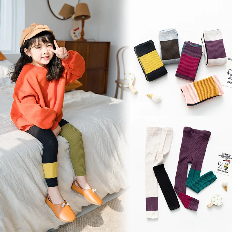 

Casual Elastic Soft Kids Toddler 1-8 years Colorful Assorted Autumn Pants Girl's Tights Socks Leggings, As the pictures showed