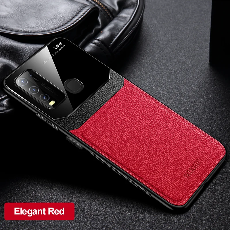

PC Grained Leather Comfortable Hand Feeling Phone Case for VIVO Y50 IQOO, 4 colors