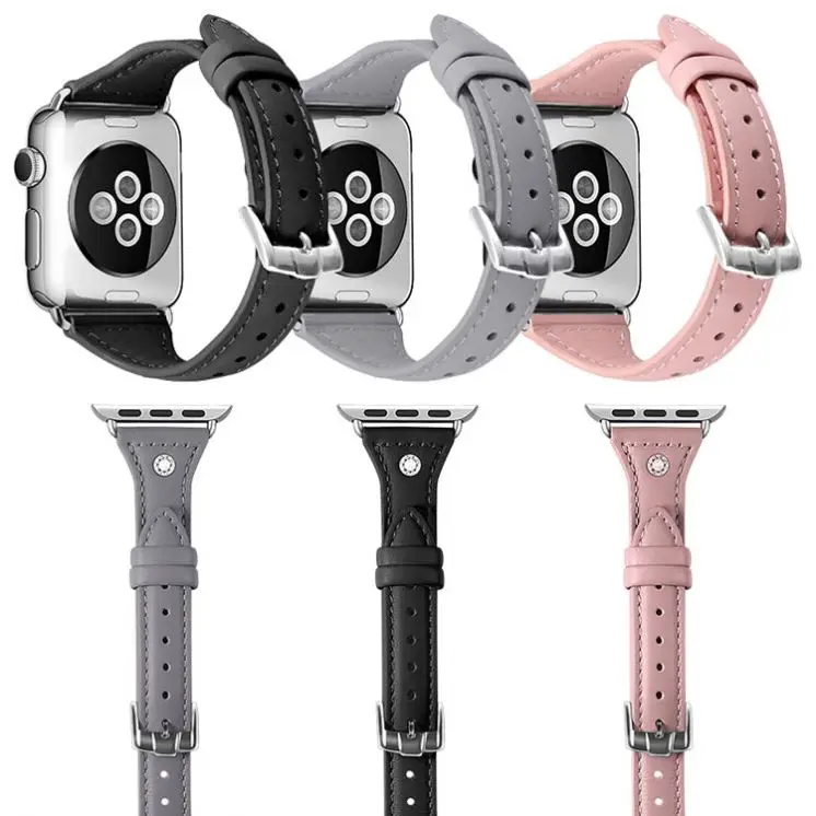 

SKYLET Genuine Leather Strap Small Waist Leather Watch Band For Apple Watch 5 Leather Band