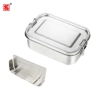 

Amazon Eco friendly BPA Free 304 stainless steel lunch box for kids leakproof bento box Rectangle snack box with lock separator