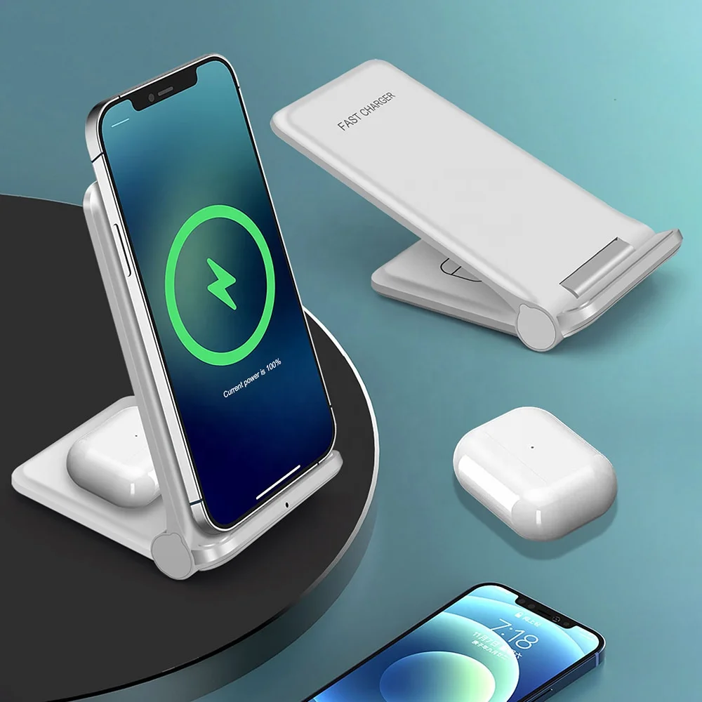 

25W QI Wireless Charging Folding Wireless Charger Mobile Phone Holder Foldable 2 In 1 Dual Wireless Charger