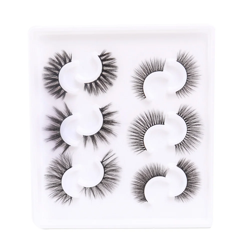 

6 Pairs 3D Silk Faux Mink Fake Eyelash Premium Synthetic False Eyelashes Wholesale Natural Volume Eye Lashes, Black color