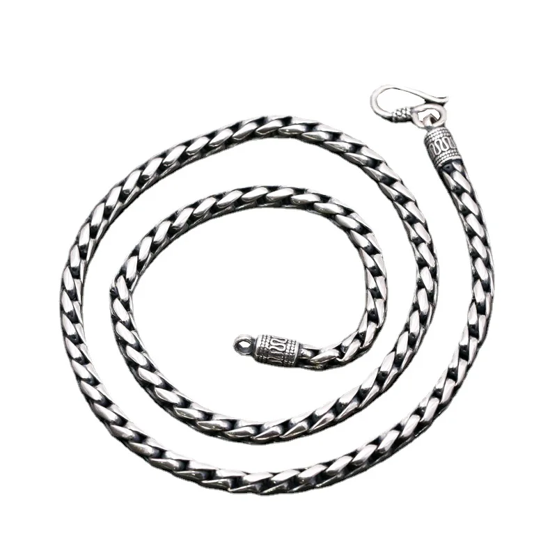 

Wholesale S925 Sterling Silver Necklace Men's Vintage Simple Handmade Necklace Fine Jewelry