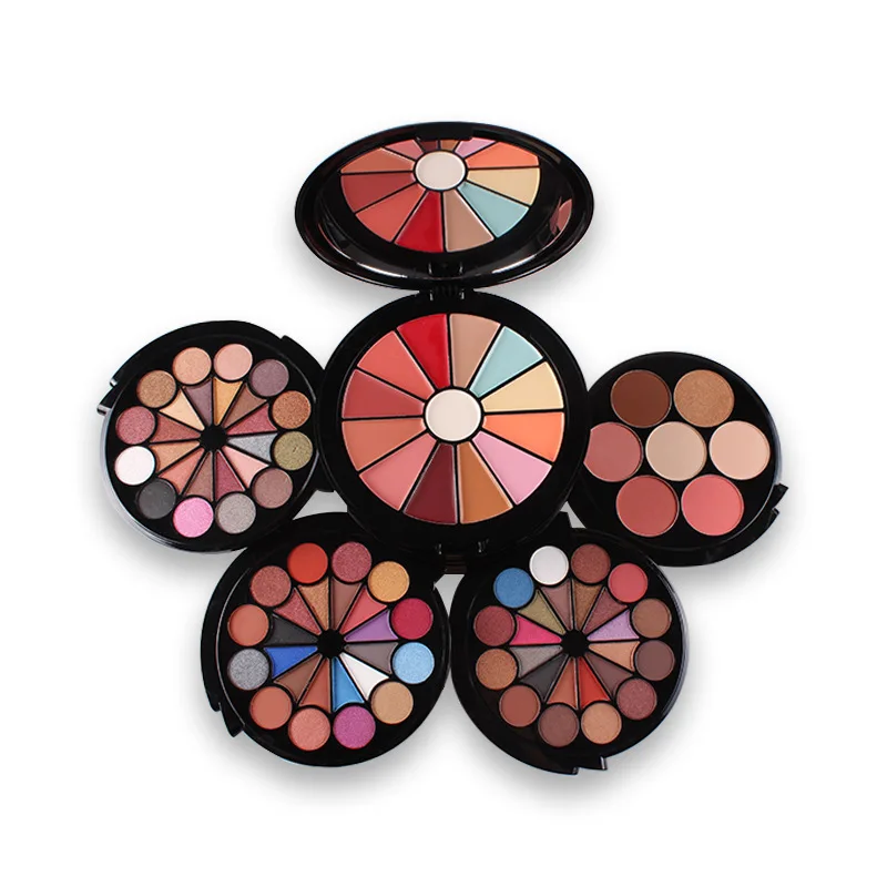 

5 in 1 cosmetics makeup sets 72 colors Eyeshadow Palette concealer lip gloss blush 2 colors powder with mirror, Colorful