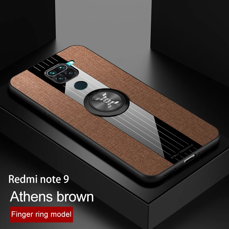 

Redmi Note 9 Back Cover Ring Holder Soft Frame Cloth Phone Case for Xiaomi redmi Note 9 Case
