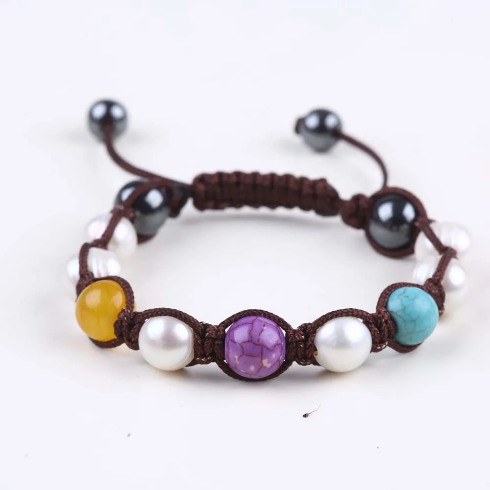 

Natural Stone Beads Woven Bracelet Jewelry