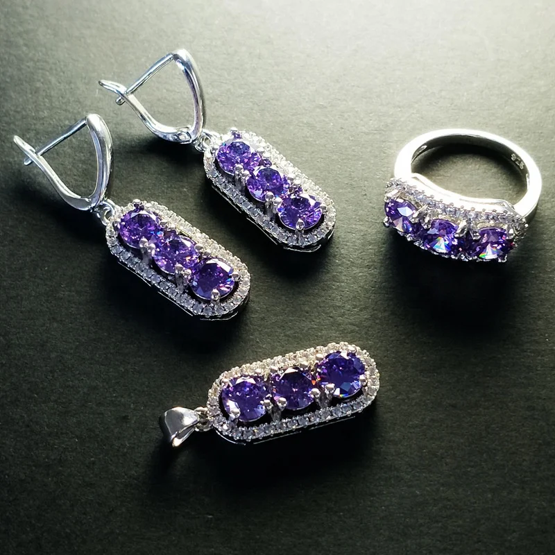 

Fashion Jewelry Set for Ladies High Quality Beautiful Round Baguette Shape Cubic Zircon jewelry set, Customized color