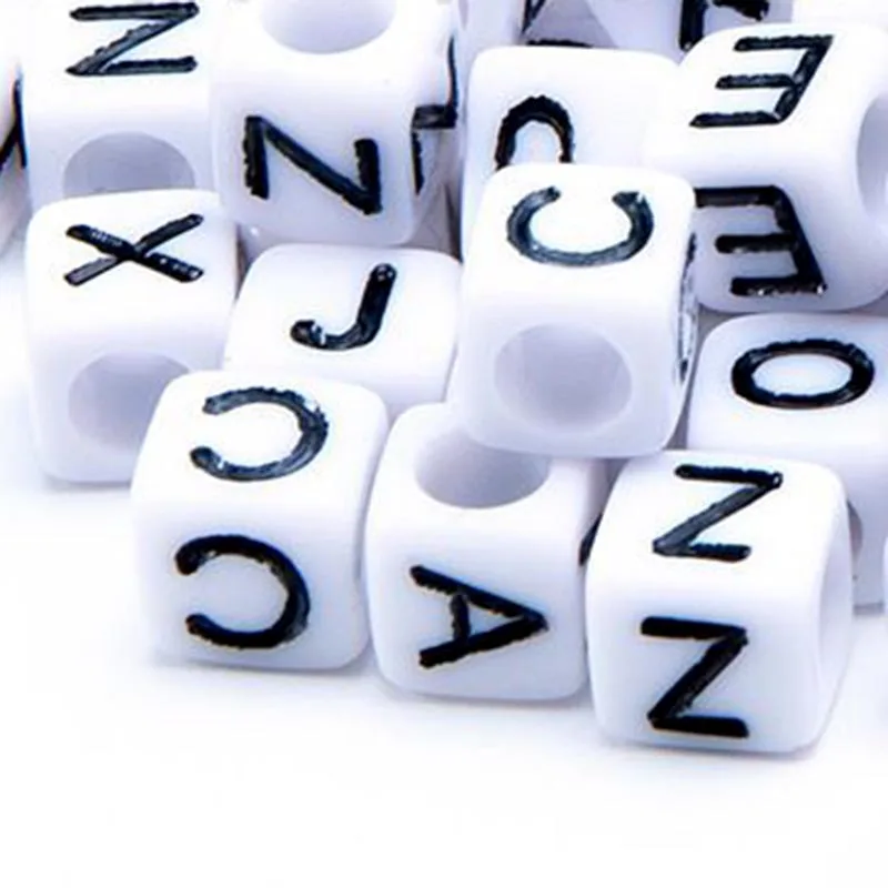 

XuQian Square Alphabet Letter Beads for Diy Jewelry, Multi color