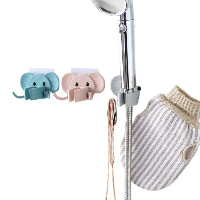

pc pure color cartoon cute Elephant shower bracket punch-free bathroom shower rack