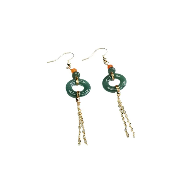 

JYZ Natural Emerald Earrings Blue Water Safeness Ring Tassel Ear Hook Earrings Factory Wholesale Delivery FC3062506