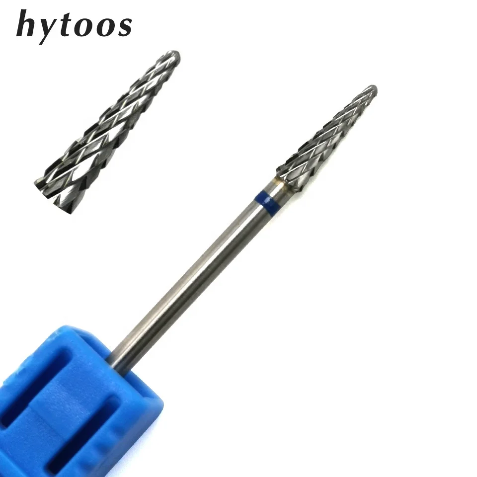 

HYTOOS Cone Carbide Nails Drill Bit 3/32" Rotary Burr Cuticle Clean Bits Milling Cutter For Manicure Nail Salon Tools
