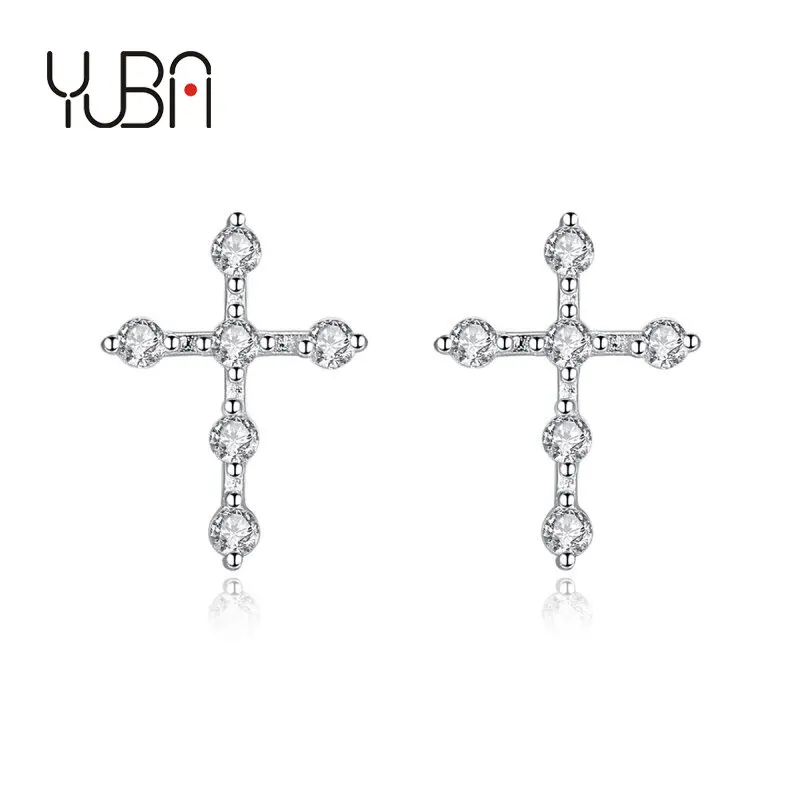 

S925 sterling silver cross studs 18K pure gold plated simple studs