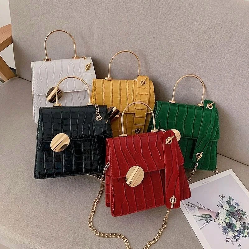 

Luxury Latest Design Girl Lady Fancy Stone Pattern PU Leather Mini Handbags Women Sling Chain Bags