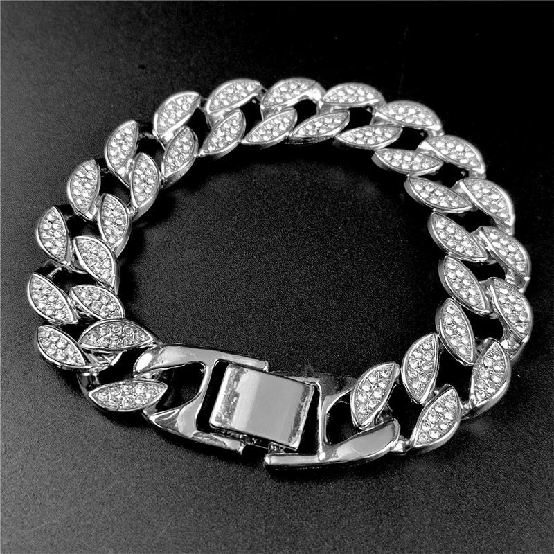 

Miami 22K Gold Bling Ice Cold Diamond High Quality Cuban Anklet Bracelet Jewelry Wholesale