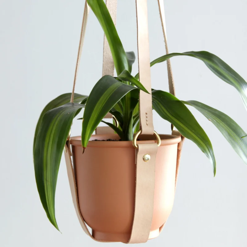 真皮盆鲜花可折叠花盆播种机木制macetas家居装饰