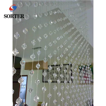 Transparent Crystal Beads Glass Curtain Window Door Kitchen