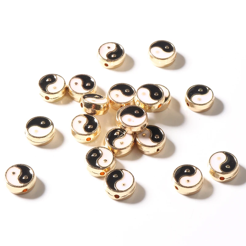 

Enamel Alloy Yinyang Enamel Beads Black White color with Hole for Bracelets Necklace Jewelry Making