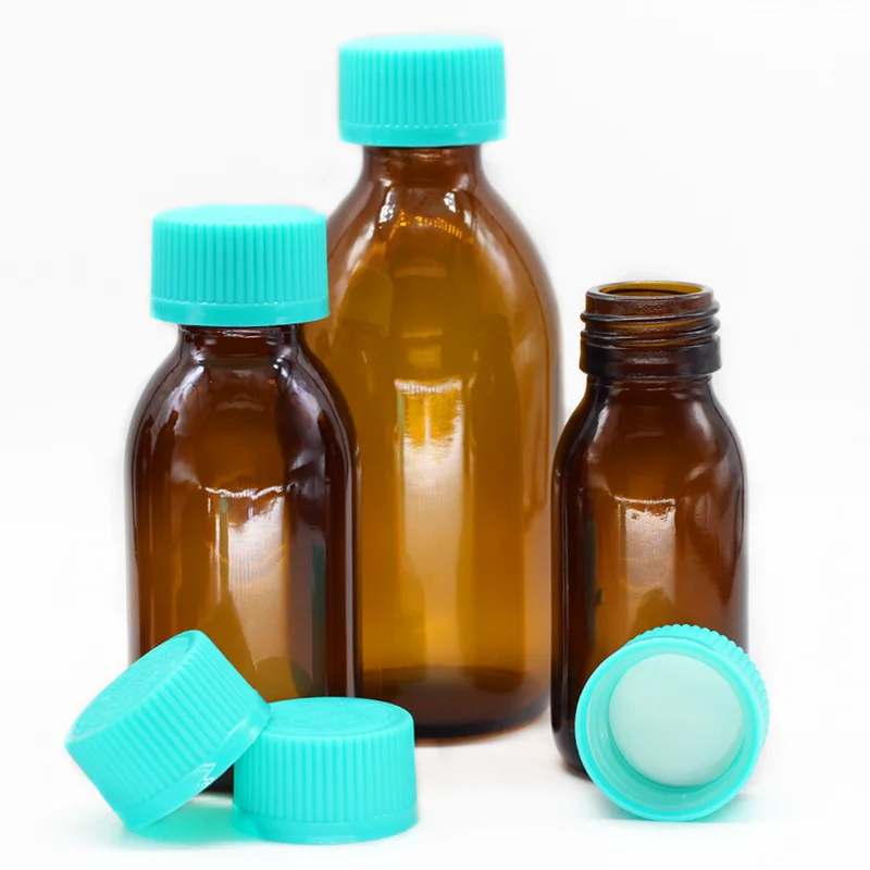 28mm Blue And Green Plastic Cap Child Resistant Cap For Cough Syrup