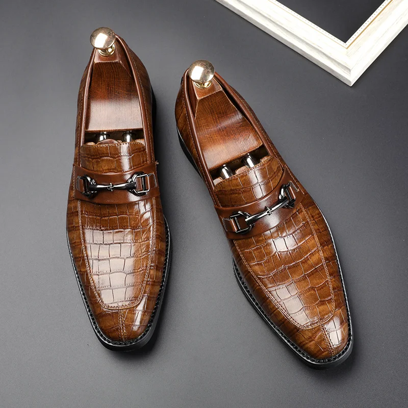 

Size 14 Zipper Fancy Style Italian Original High Quality Business Black Mens Dress Shoes Leather Shoes for Men, Black,brown