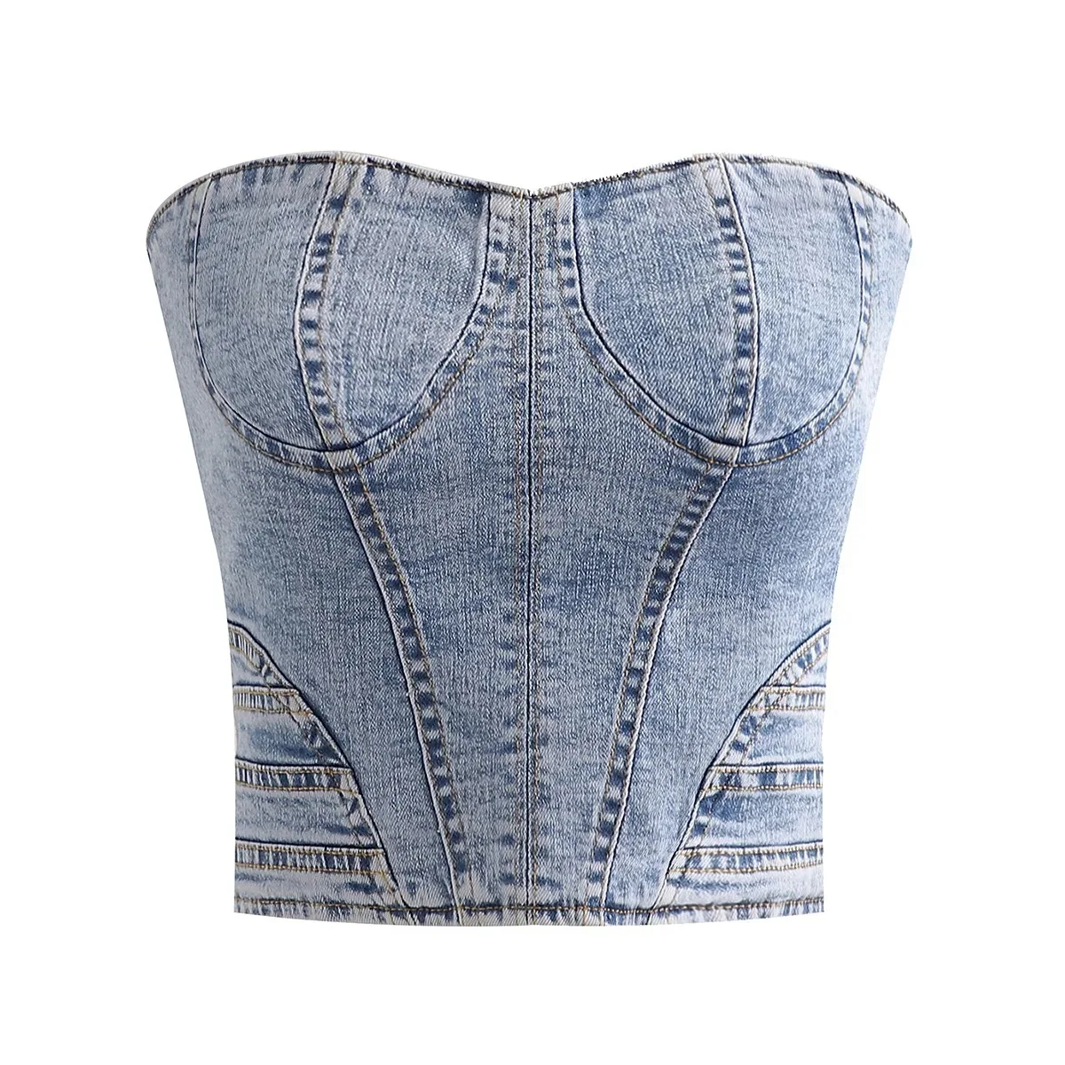 

2020 new arrivals fashion design women off shoulder back tie denim women crop top