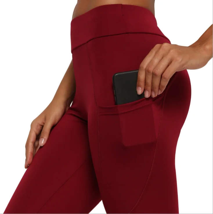 

Amazon hot style Running Sports Fitness Pants Side Phone Pocket Yoga Bottom Pants, 4colors