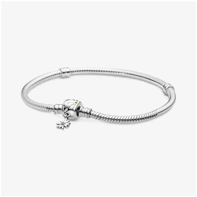 

Wholesale Real 925 Sterling Silver Moments Snake Closing Daisy 598776C01 charms Bracelet with LOGO Engraved 10pcs/lot Free ship