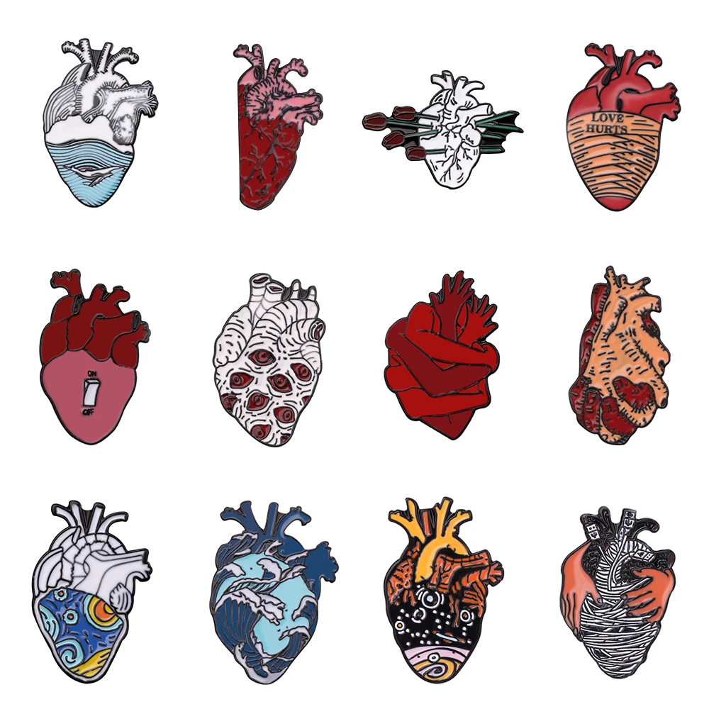 

Anatomical Heart Enamel Pins Medical Anatomy Brooch Heart Pin for Doctor and Nurse Lapel Pin Badge Medical Jewelry Brooches Gift, As picture detail show