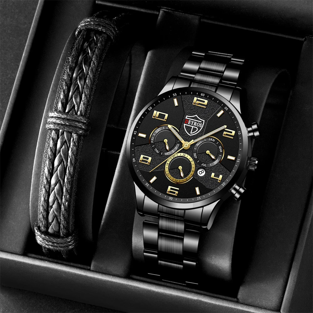 

Fashion Watches Mens Stainless Steel Analog Quartz Watch Men Luxury Business Calendar Date Luminous Bracelet Clock reloj hombre