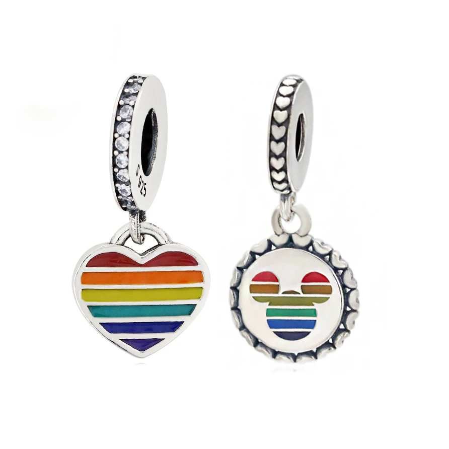 

Fits Pandora Bracelet Rainbow Mouse Pride Dangle Charm rosario 925 Sterling Silver Beads for Jewelry Making Women Gift Kralen